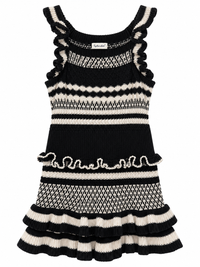 RUFFLE SWEATER DRESS JET STREAM/BLCK