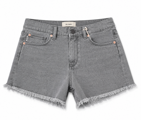 lucy high rise shorts: cut off lt smoke frayed (performance)