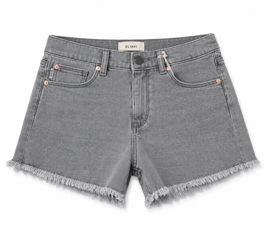 lucy high rise shorts: cut off lt smoke frayed (performance)