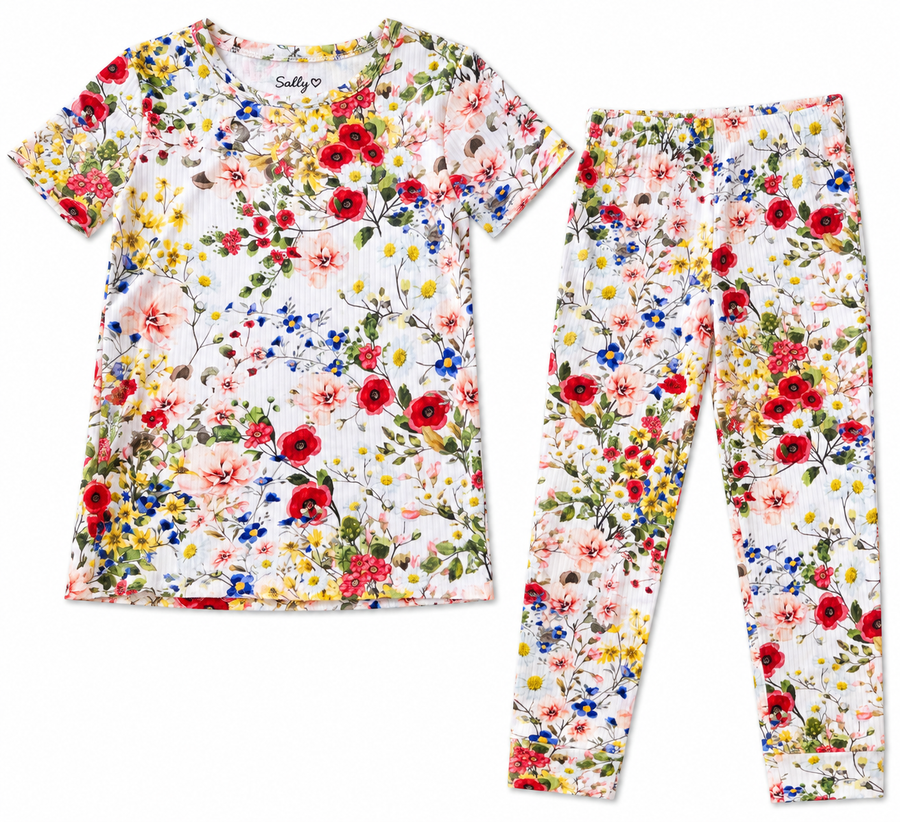 Barbara - Short Sleeve Basic Pajama OPEN WHITE