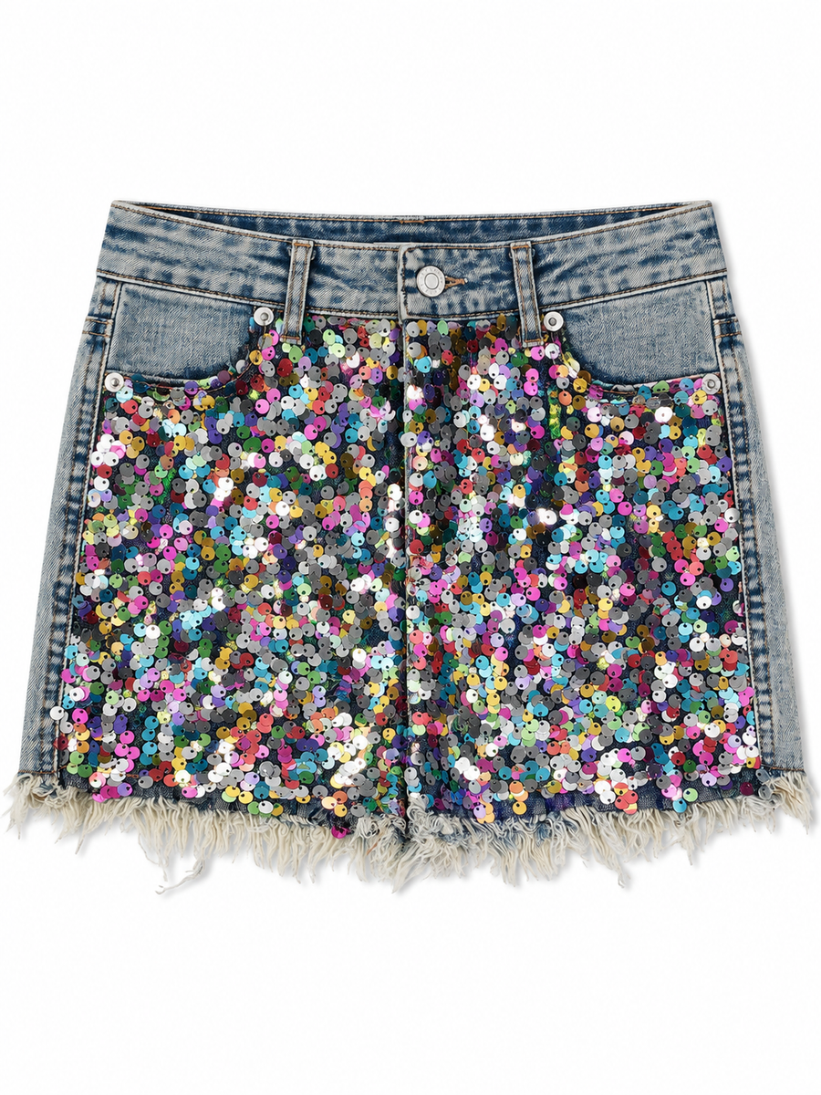 Monkey patch shorts Sequin