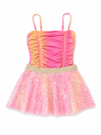 Ribbed 1pc & daisy paillette skirt - creamsicle ombre multi