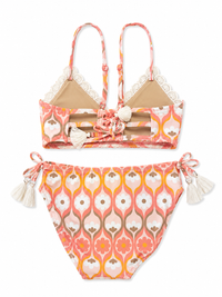 Crochet tie back bikini - summer sorbet pink