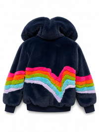 Monkey Aspen Pin Fur Bomber Navy Rainbow