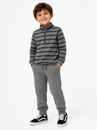 Stripe Half Zip LS Set Lead/Black