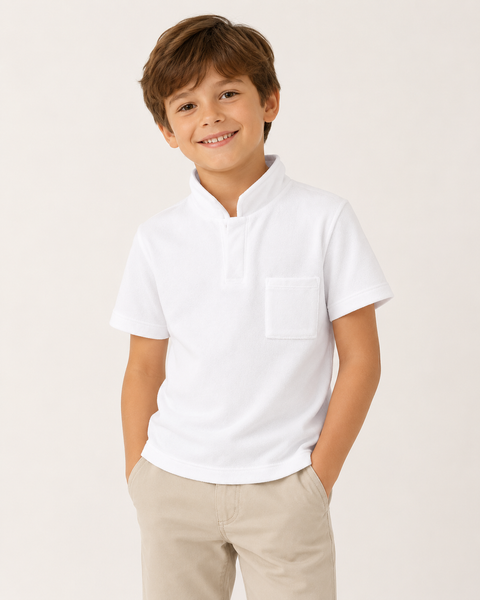 Boys Terry Polo White