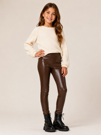 Mia Leather Leggings Brown