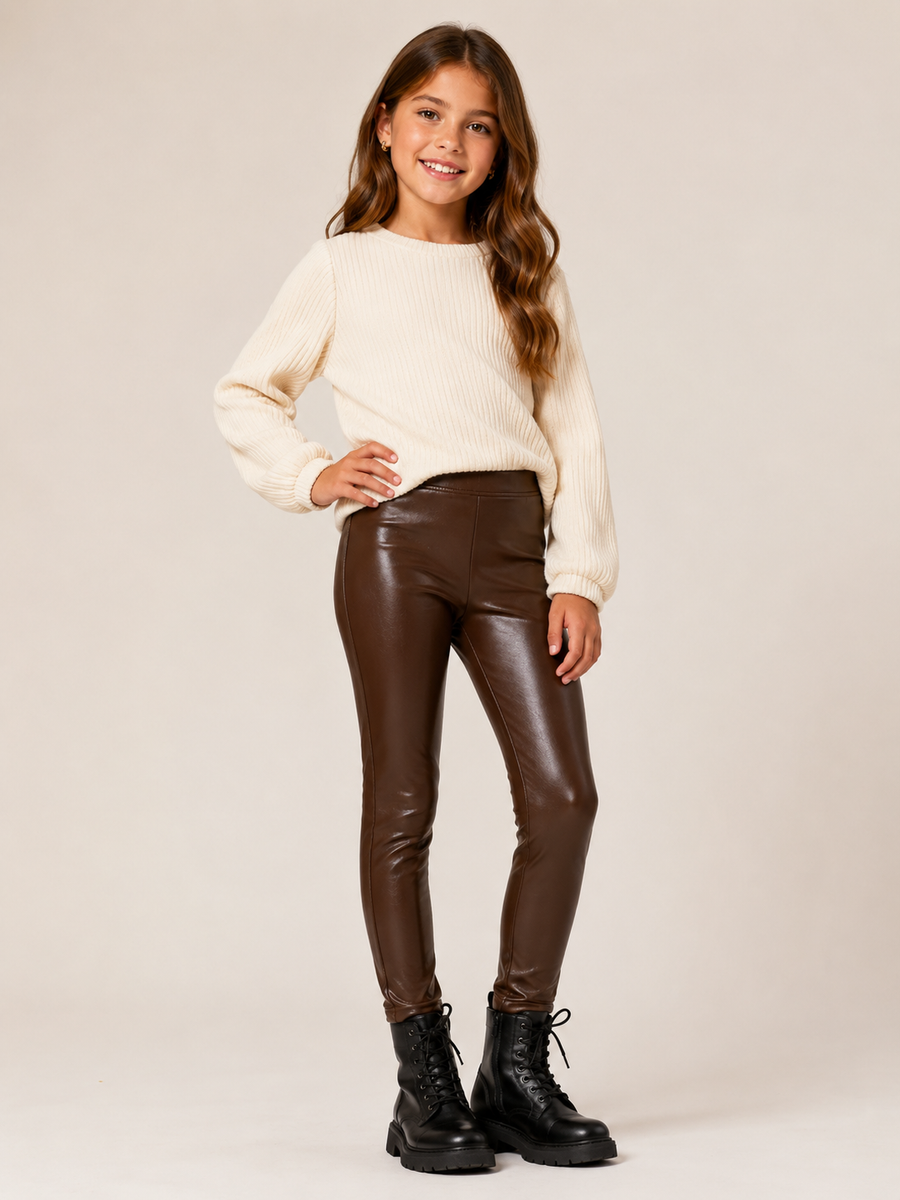 Mia Leather Leggings Brown