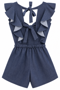 Lil Olin ruffle Romper Denim