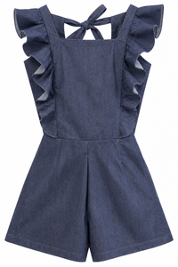 Lil Olin ruffle Romper Denim