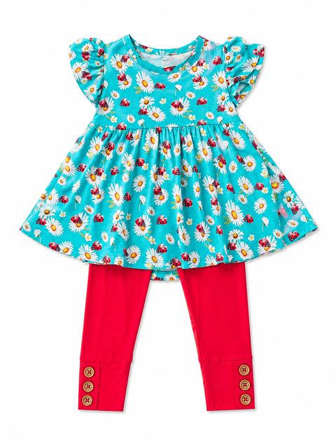 Posh Ruffled Cap/Leg Lady Bug