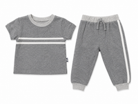Contrast Stripe SS Set Mid H. Grey