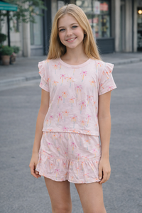 Chaser Skirt set pink palm