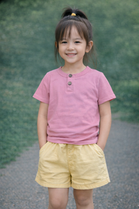 S/s Henley top pink