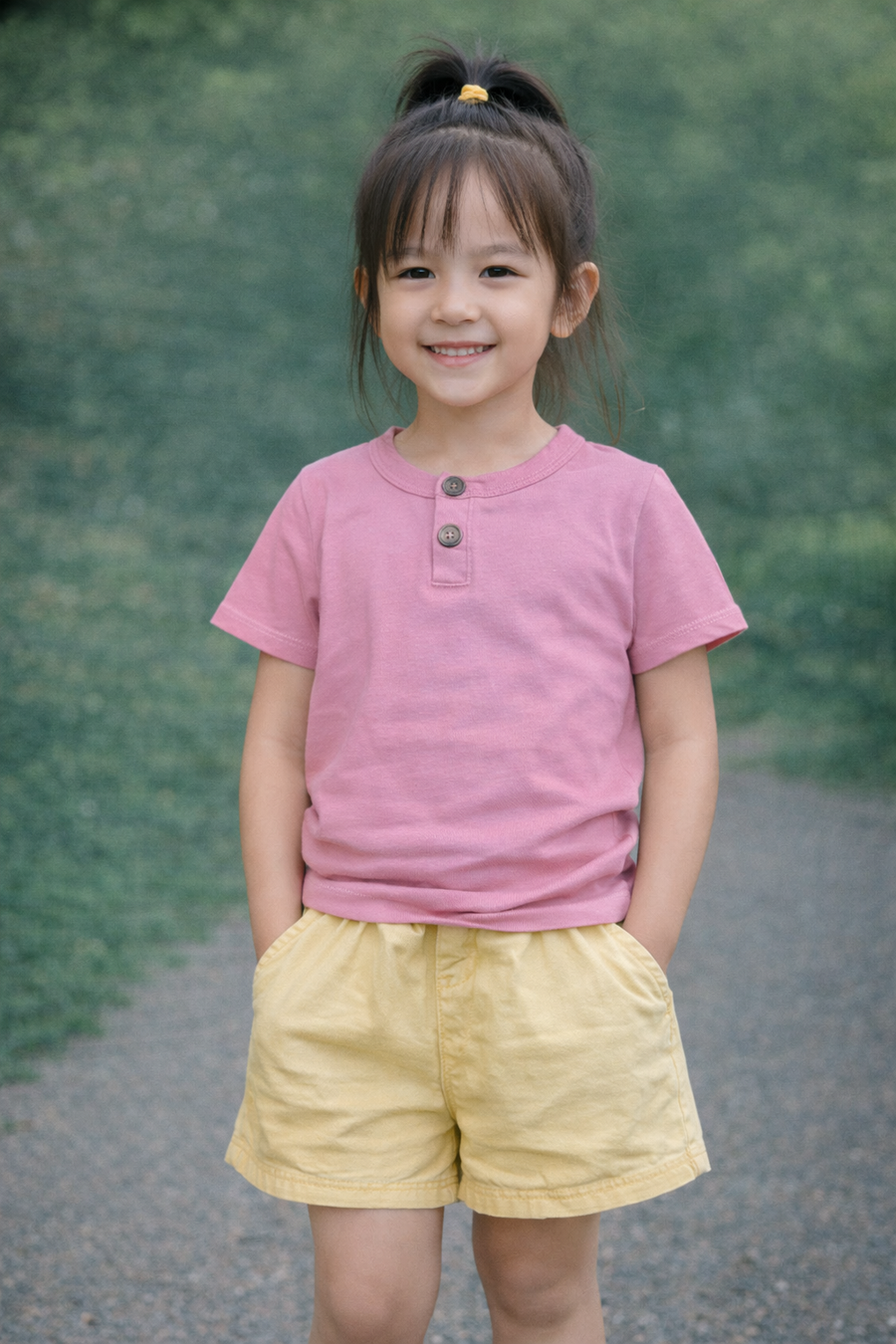 S/s Henley top pink