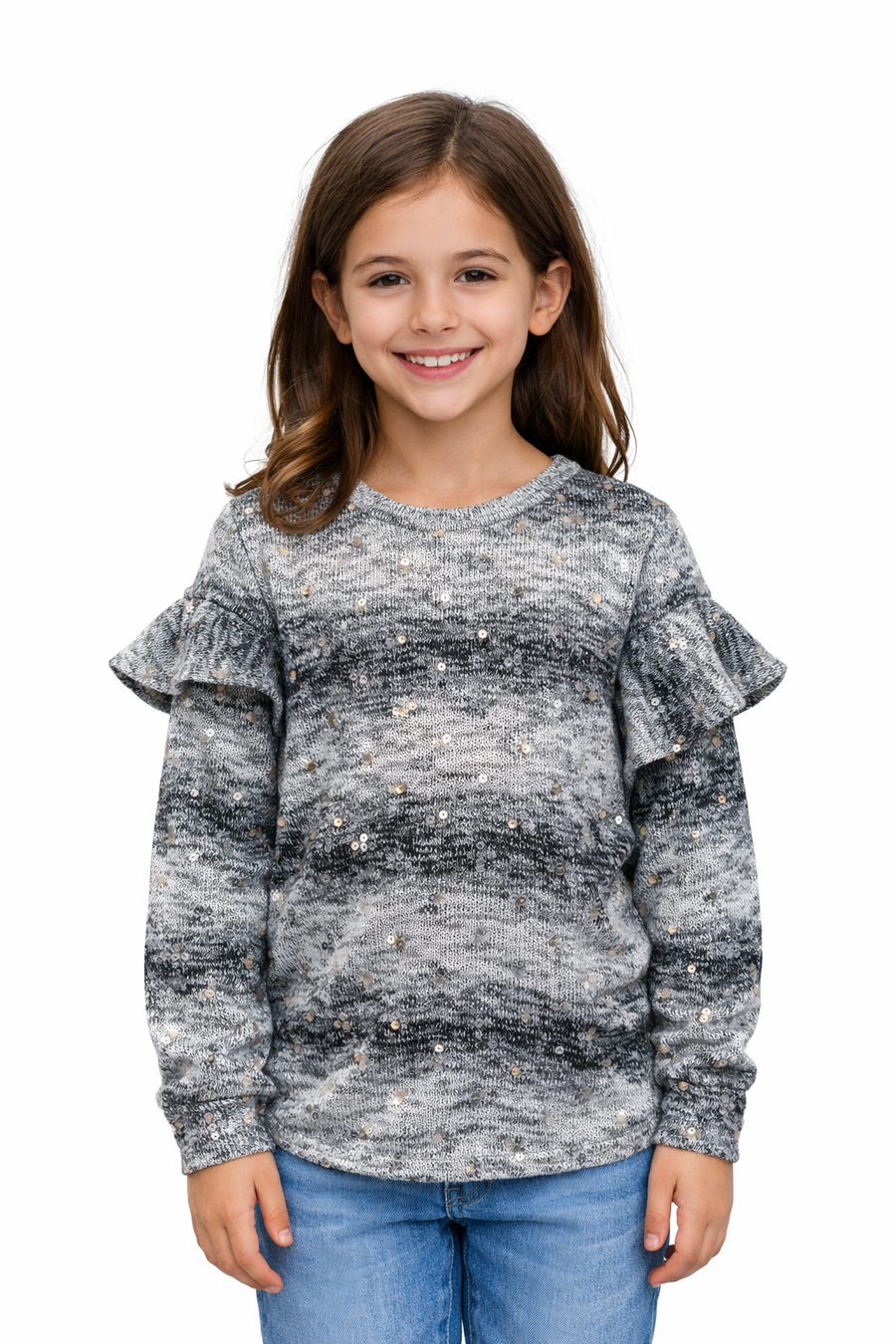 Mia Ruffle Sweater Grey