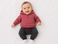 Two Tone Hoodie Set Burgundy