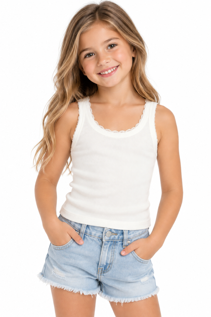 Theme Ribbed Tank White