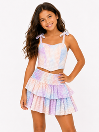 Flowers Top/Skirt Eyelet Purple