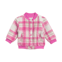 FLANNEL Bomber - Hot Pink Plaid
