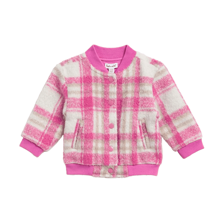 FLANNEL Bomber - Hot Pink Plaid