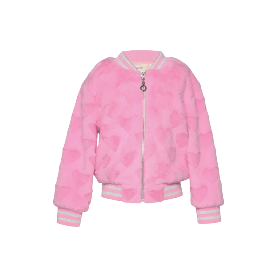 Baby Sara Faux Fur Heart Jacket- Pink