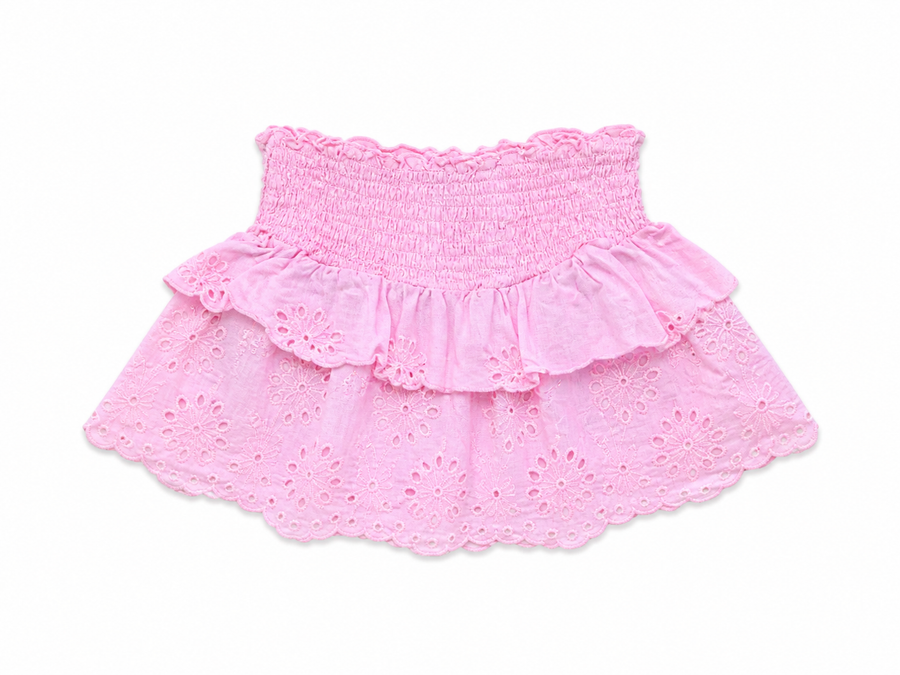 Flower s Eyelet Skirt Pink