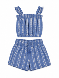 Flowers Top Blue/Flowers Short Chambray