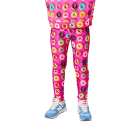 Girls Hi-Shine Leggings in Donuts - Pink