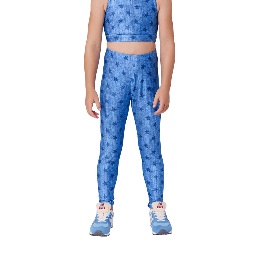 Girls Hi-Shine Leggings - Star Denim