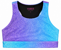 GIRLS HI-SHINE SPORTS BRA IN PINK BOWS UNICORN GLITTER