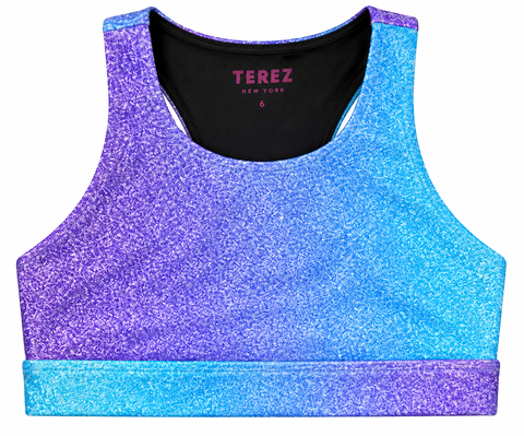 GIRLS HI-SHINE SPORTS BRA IN PINK BOWS UNICORN GLITTER