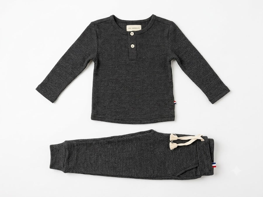 Sol Henley LS/Jogger Set Dark Grey