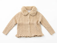 Mayoral Moda Infantil Fur Collar Cardigan Quinoa Mez