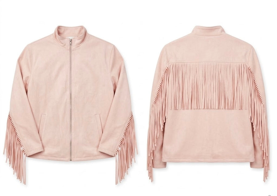 Monkeys Pink Fringe Suede Jacket