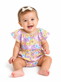Kourtney - Flutter Sleeve Romper with Snaps Purple