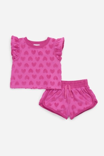 LOOPY TERRY HEART SET HIBISCUS