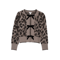Leopard Bow Cardigan - Leopard Print