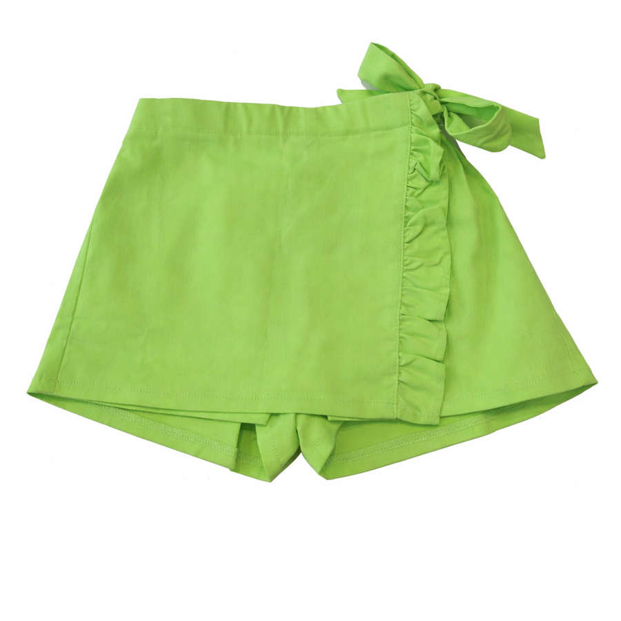 Little Olin Denim Skort Neon Green