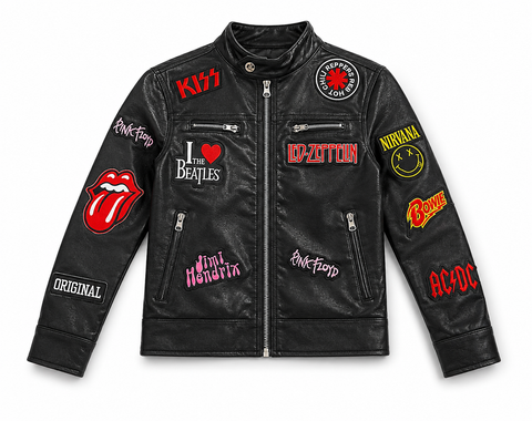Monkey Band Leather Jacket Black