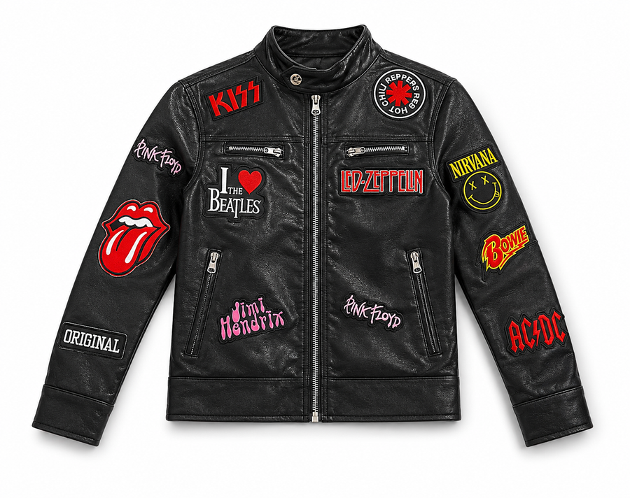 Monkey Band Leather Jacket Black