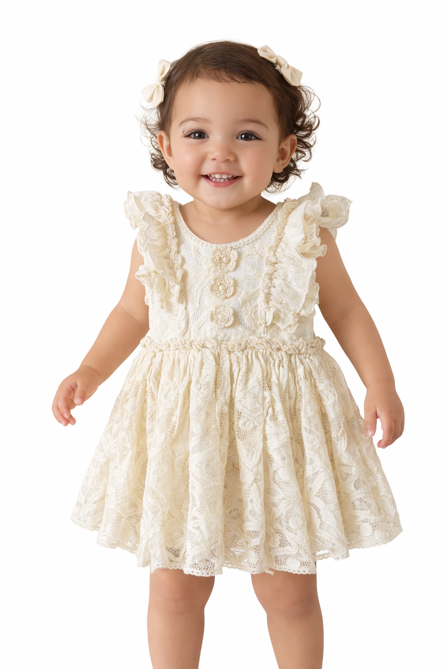 Ooh La La Baby Oatmeal Lace Dress