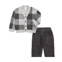 Plaid Cardigan Set Obsidian