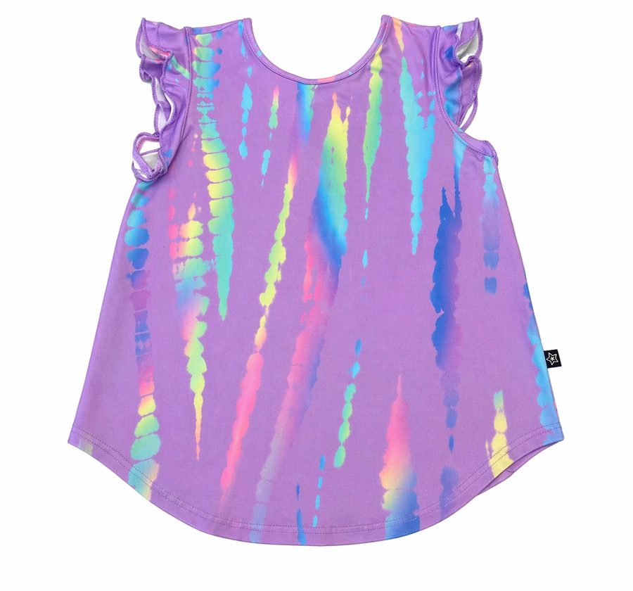 Rainbow Splash Flutter Top – Orchid