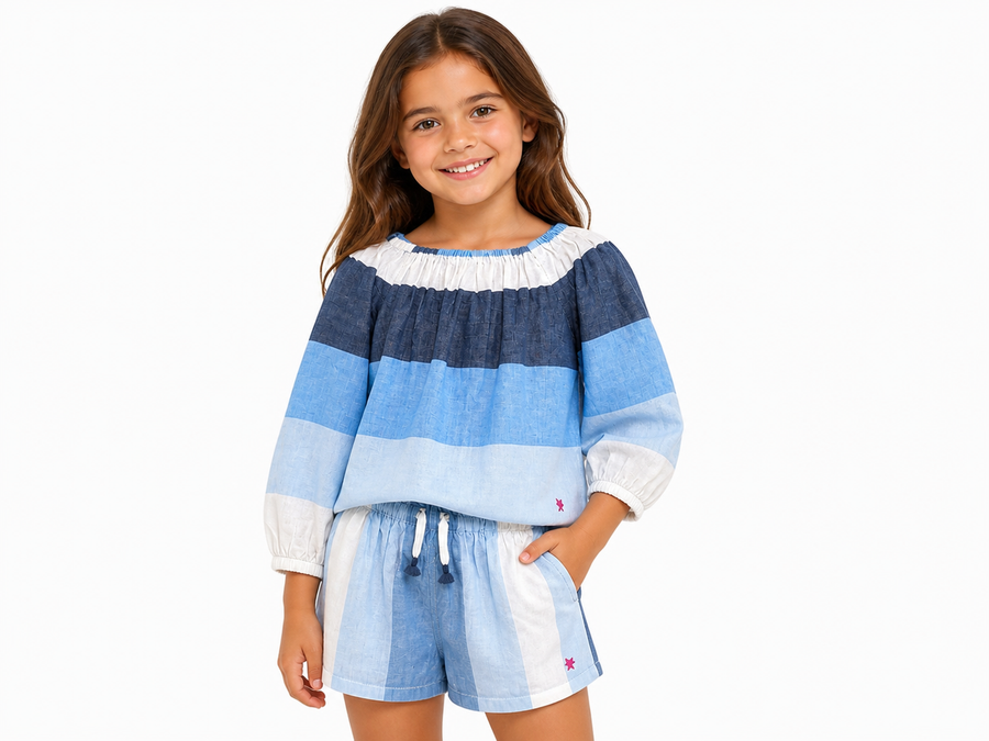 Pink Chicken Top/Short Ocean Stripe