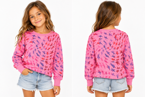 L/S Cut Cut Neck Star Candy Pink