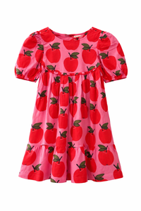 Girls Rowan Dress - Pink Apples