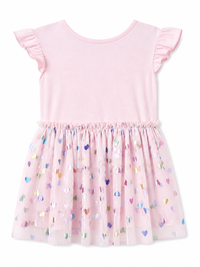Pixie Flutter Dress Pink Foil