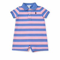 Polo Shirt Romper in Pink Multi