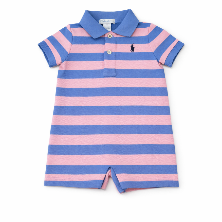 Polo Shirt Romper in Pink Multi